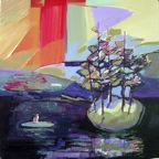 L’île suspendue | acrylique sur toile | 20 x 20 po | vendu